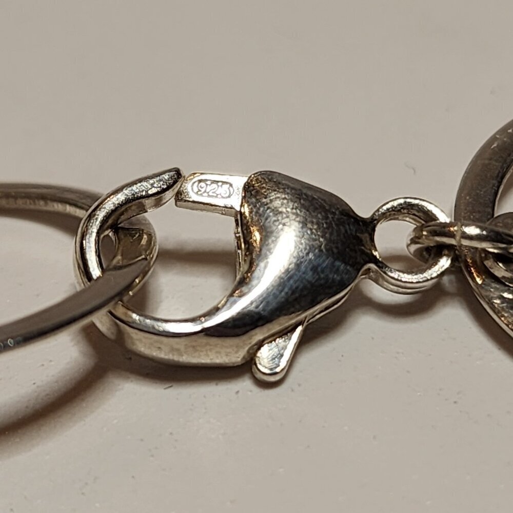 925 Silver Long Geometric Statement Necklace - Picture 6 of 7